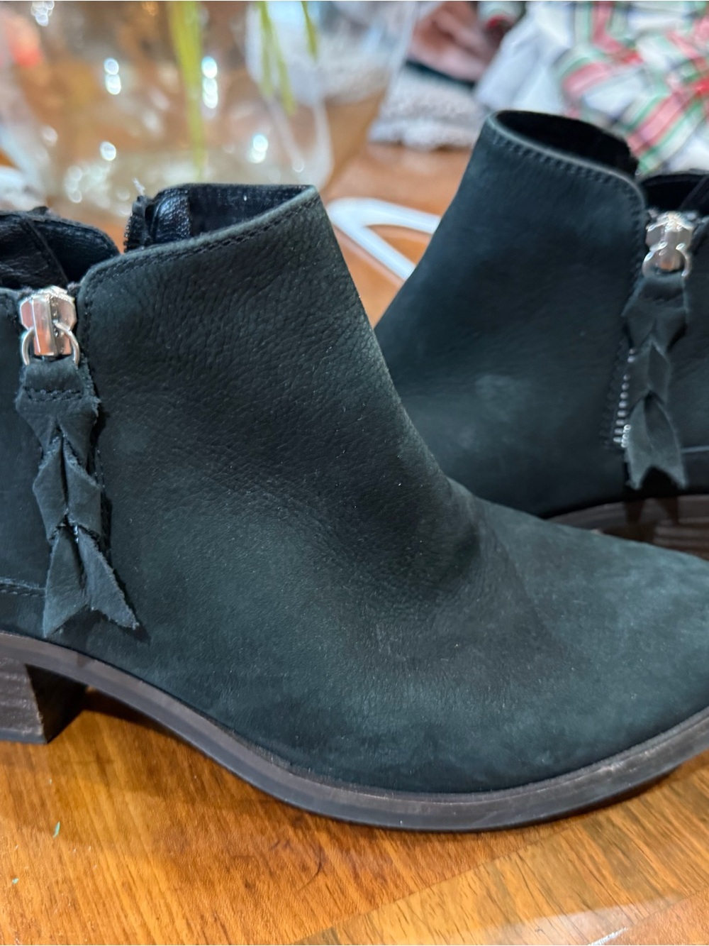 Steve Madden Black Suede Kids Ankle Boots with Tassel Zipper